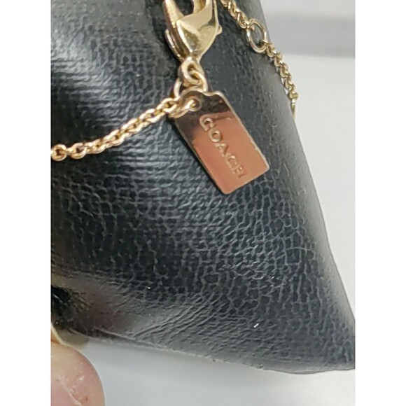 Coach Gold Tone & Crystal Cuff Bracelet W/Security Chain - Picture 4 of 5